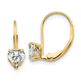 Image of 17mm 14K Yellow Gold 5mm Heart Cubic Zirconia Leverback Earrings