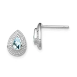 Image of 10mm Sterling Silver Rhodium-plated Aqua & Diamond Post Earrings