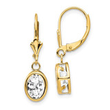 Image of 27mm 14K Yellow Gold 8x6mm Oval Cubic Zirconia Leverback Earrings