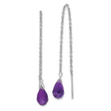 Image of 56mm Sterling Silver Rhodium-plated Amethyst Bead Dangle Earrings