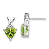 Image of 15mm 14k White Gold Peridot and White Topaz Trillion Post Earrings