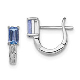 Image of 12mm Sterling Silver Rhodium-plated Tanzanite Hinged Hoop Earrings