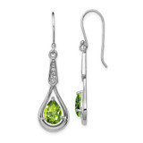 Image of 40mm Sterling Silver Rhodium-plated CZ and Peridot Dangle Earrings