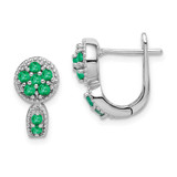 Image of 14mm Sterling Silver Rhodium-plated Emerald Circle Hinged Earrings