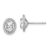 Image of 9.6mm Sterling Silver Rhodium-plated White Topaz Oval Post Earrings