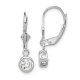 Image of 26mm Sterling Silver Rhodium-plated 5mm Round CZ Leverback Earrings