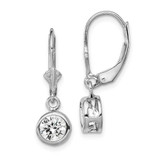 Image of 26mm Sterling Silver Rhodium-plated 6mm Round CZ Leverback Earrings