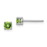 Image of 4mm Sterling Silver Rhodium-plated 4mm Round Peridot Post Earrings