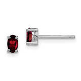 Image of 5mm Sterling Silver Rhodium-plated 5x3mm Oval Garnet Post Earrings