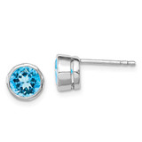 Image of 7mm Sterling Silver Rhodium-plated Blue Topaz Circle Stud Earrings