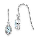 Image of 21mm Sterling Silver Rhodium-plated Diamond and Aquamarine Earrings
