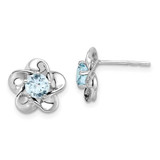 Image of 15mm Sterling Silver Rhodium-plated Floral Aquamarine Post Earrings