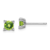 Image of 5mm Sterling Silver Rhodium-plated Round 5mm Peridot Post Earrings