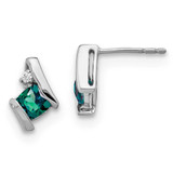 Image of 9.9mm 10k White Gold Cushion Created Alexandrite and Diamond Earrings