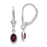 Image of 23mm 14k White Gold 6x4 Oval Bezel June/Rhodolite Leverback Earrings