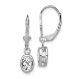 Image of 28mm Sterling Silver Rhodium-plated 7x5mm Oval CZ Leverback Earrings