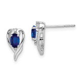 Image of 11mm Sterling Silver Rhodium-plated Diamond & Sapphire Post Earrings