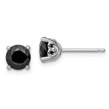 Image of 7mm Sterling Silver Rhodium-plated 6mm Black Sapphire Post Earrings
