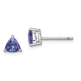 Image of 7mm Sterling Silver Rhodium-plated Trillion Tanzanite Post Earrings