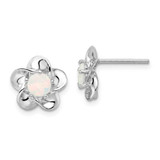 Image of 15mm Sterling Silver Rhodium-plated Floral Created Opal Post Earrings
