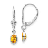 Image of 23mm 14k White Gold 6x4 Oval Bezel November/Citrine Leverback Earrings