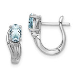 Image of 13mm Sterling Silver Rhodium-plated Diamond Aquamarine Hinged Earrings
