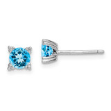 Image of 5mm Sterling Silver Rhodium-plated Round 5mm Blue Topaz Post Earrings
