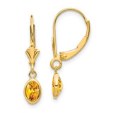 Image of 23mm 14K Yellow Gold 6x4 Oval Bezel November/Citrine Leverback Earrings