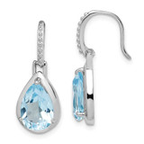Image of Sterling Silver Rhodium-plated Blue Topaz Teardrop Dangle Earrings