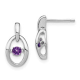 Image of 14mm Sterling Silver Rhodium-plated Amethyst Birthstone Vibrant Earrings