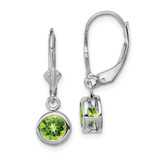 Image of 26mm Sterling Silver Rhodium-plated 6mm Round Peridot Leverback Earrings