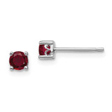 Image of 4mm Sterling Silver Rhodium-plated 4mm Round Created Ruby Post Earrings