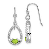 Image of 33mm Sterling Silver Rhodium-plated Peridot Shepherd Hook Dangle Earrings