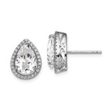 Image of 14mm Sterling Silver Rhodium-plated Created White Topaz & CZ Post Earrings