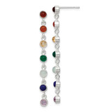 Image of 51mm Sterling Silver Rhodium-plated Multicolor Quartz Dangle Post Earrings