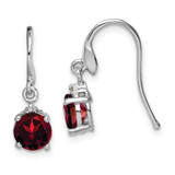 Image of 20mm Sterling Silver Rhodium-plated Round Garnet and Diamond Wire Earrings