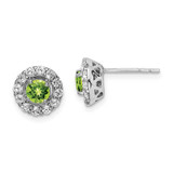 Image of 9mm Sterling Silver Rhodium-plated White Topaz and Peridot Round Earrings