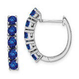 Image of 20mm Sterling Silver Rhodium-plated Polished Sapphire Hinged Hoop Earrings