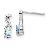 Image of 10mm Sterling Silver Rhodium-plated Diamond & Aquamarine Oval Post Earrings