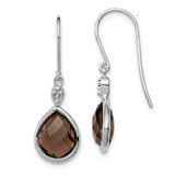 Image of 29mm Sterling Silver Rhodium-plated Diamond and Smoky Quartz Dangle Earrings