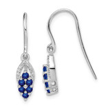 Image of 25mm Sterling Silver Rhodium-plated Diamond & Sapphire Shepherd Hook Earrings