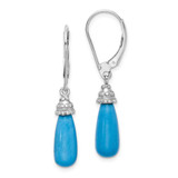 Image of 37mm Sterling Silver Rhodium-plated Simulated Turquoise Stone Dangle Earrings