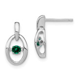Image of 14mm Sterling Silver Rhodium-plated Created Emerald Birthstone Vibrant Earrings