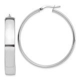 Image of 14k White Gold High Polished 7mm Hoop Earrings TF1416W