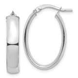 Image of 25.35mm 14k White Gold High Polished 5mm Oval Hoop Earrings TF1407W