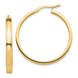 Image of 14K Yellow Gold Polished 3mm Square Tube Hoop Earrings TF1385