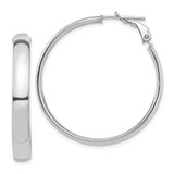 Image of 37.48mm 14k White Gold High Polished 5mm Omega Back Hoop Earrings PRE1001W