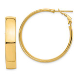 Image of 35.77mm 14K Yellow Gold High Polished 7mm Omega Back Hoop Earrings PRE963