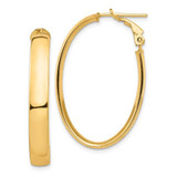 Image of 33.64mm 14K Yellow Gold High Polished 5mm Oval Omega Back Hoop Earrings PRE958