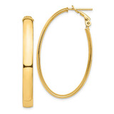 Image of 44.31mm 14K Yellow Gold High Polished 5mm Oval Omega Back Hoop Earrings PRE960